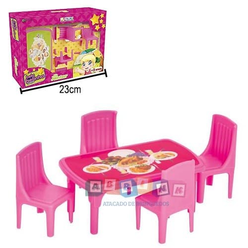 Brinquedo Coleção Bela Belinha Mesa Jantar 5 Peças Matrix