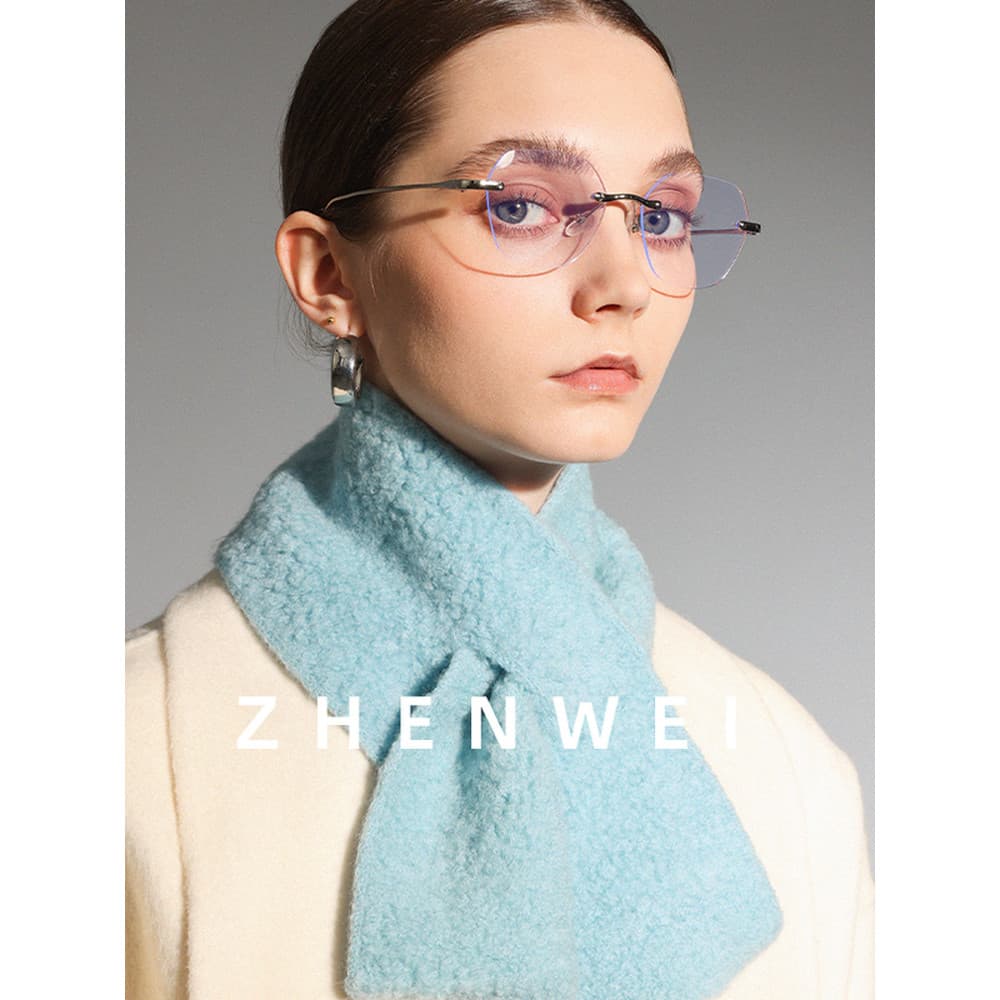 Glacier azul cachecol de lã pura feminino outono inverno novo estilo quente curto cachecol de malha xale dupla utilizaçã