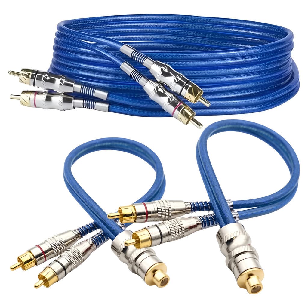 Kit Cabo Rca 5 Metros E 2 Cabos Rca Y Blindado Som Automotiv