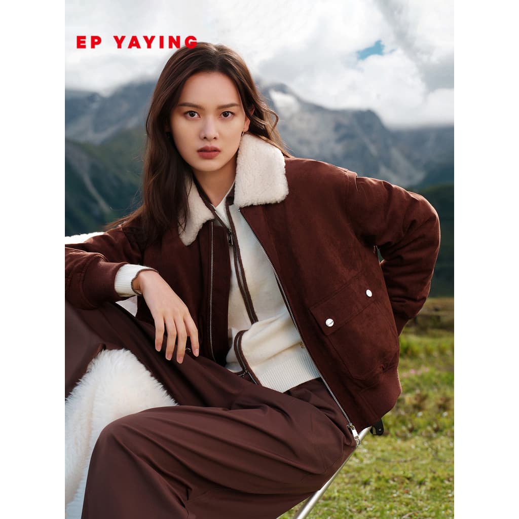 EP Yaying jaqueta feminina gola de pele Melade jaqueta curta ganso para baixo jaqueta roupas de inverno Shopping mesmo e