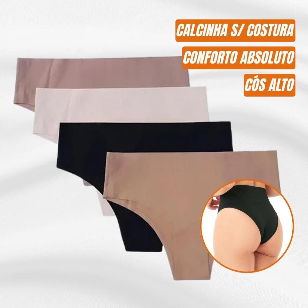 Kit Calcinhas Confortáveis Sem Costura Leve Poliamida Cós Alto