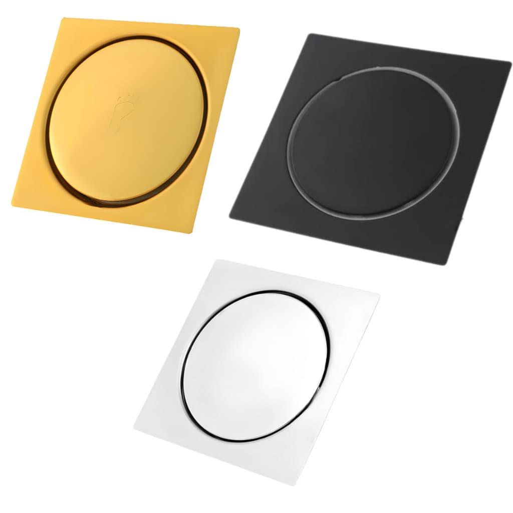 Ralo Inteligente Click 15x15cm Inox 304 Quadrado Abre e Fecha Antiodor para Banheiro