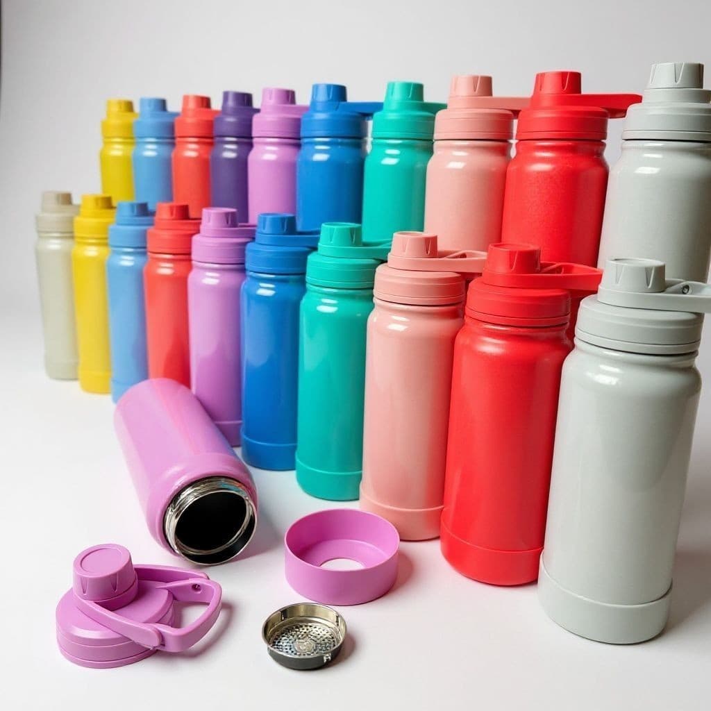 Garrafa Térmica Portátil Inox Premium Bico e Tampa Antivazamento, Escolha entre 350/600/800/1000ml