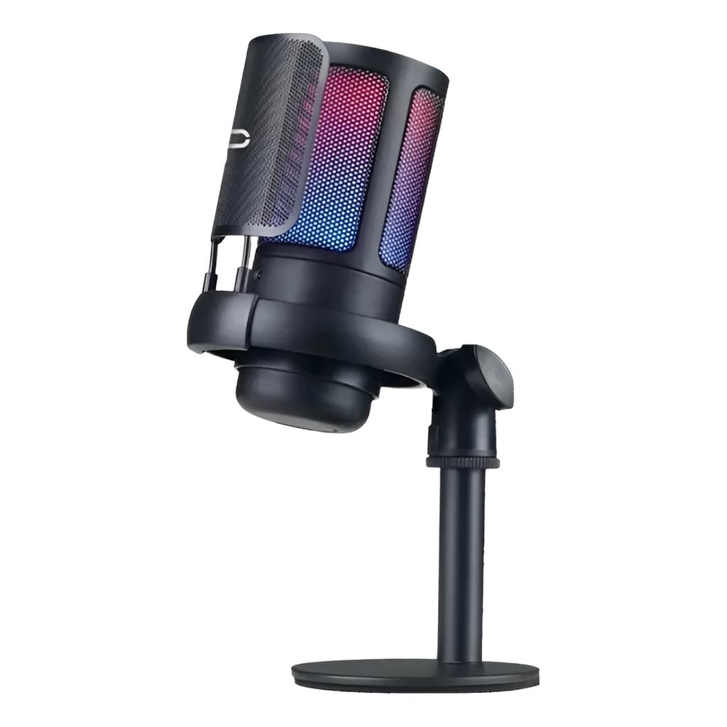 Microfone Condensador Rgb Alta Sensibilidade Usb Gamer Podca