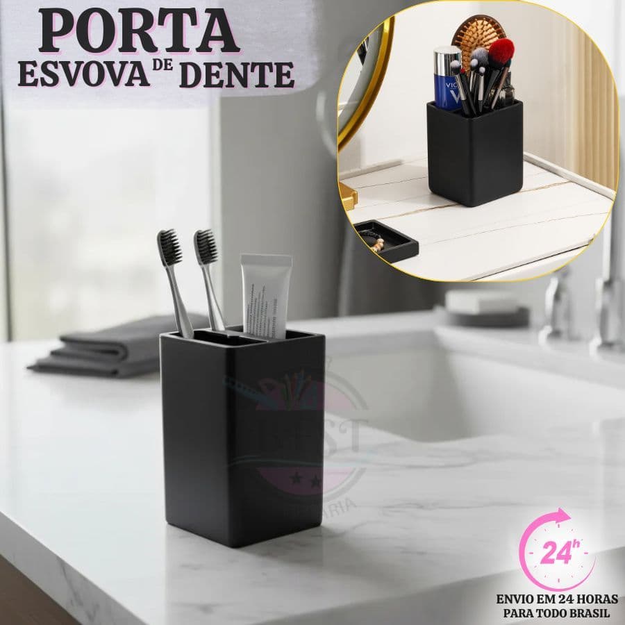 Porta Escova De Dente Quadrada De Plástico P/ Banheiro Creme Pasta De Dente