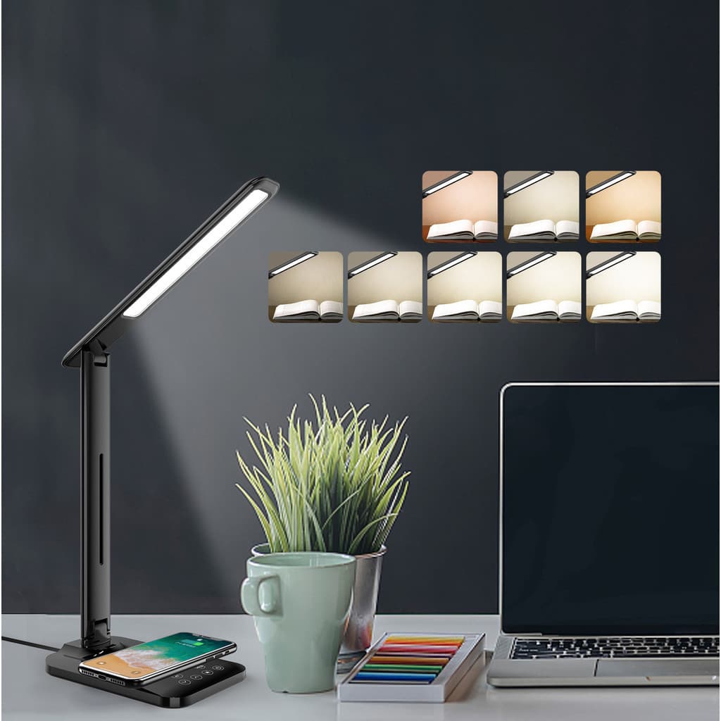 Luminária Mesa LED Dobrável 10W c/ Sensor Toque e Carregador Sem Fio