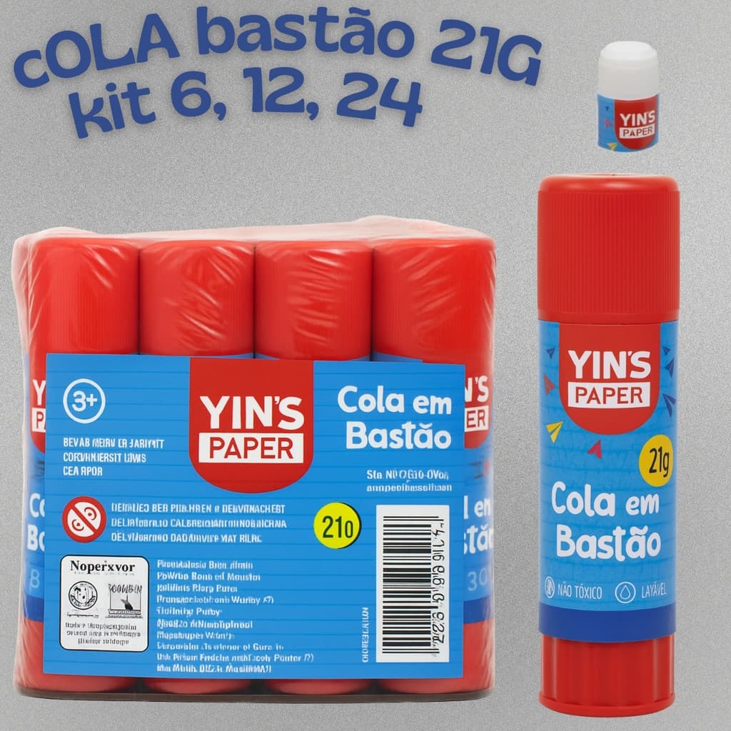 Cola Bastão 21g Kit 6 12 24 Escolar Papel EVA Artesanato Secagem Rápida Alta Fixação Material Escolar Escritório