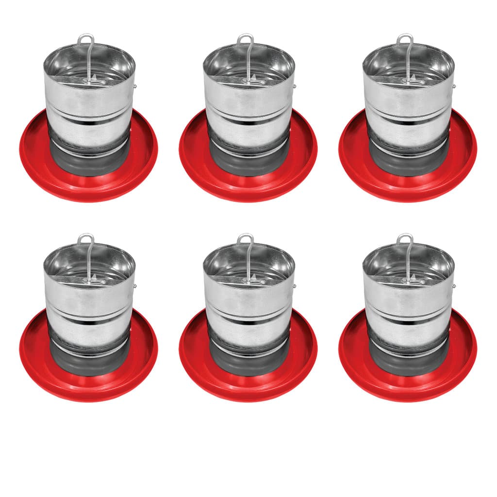 Kit 6 Comedouro Tubular 3kg p/ Frango Aves Galinha Faisão Prato Anti Desperdicio