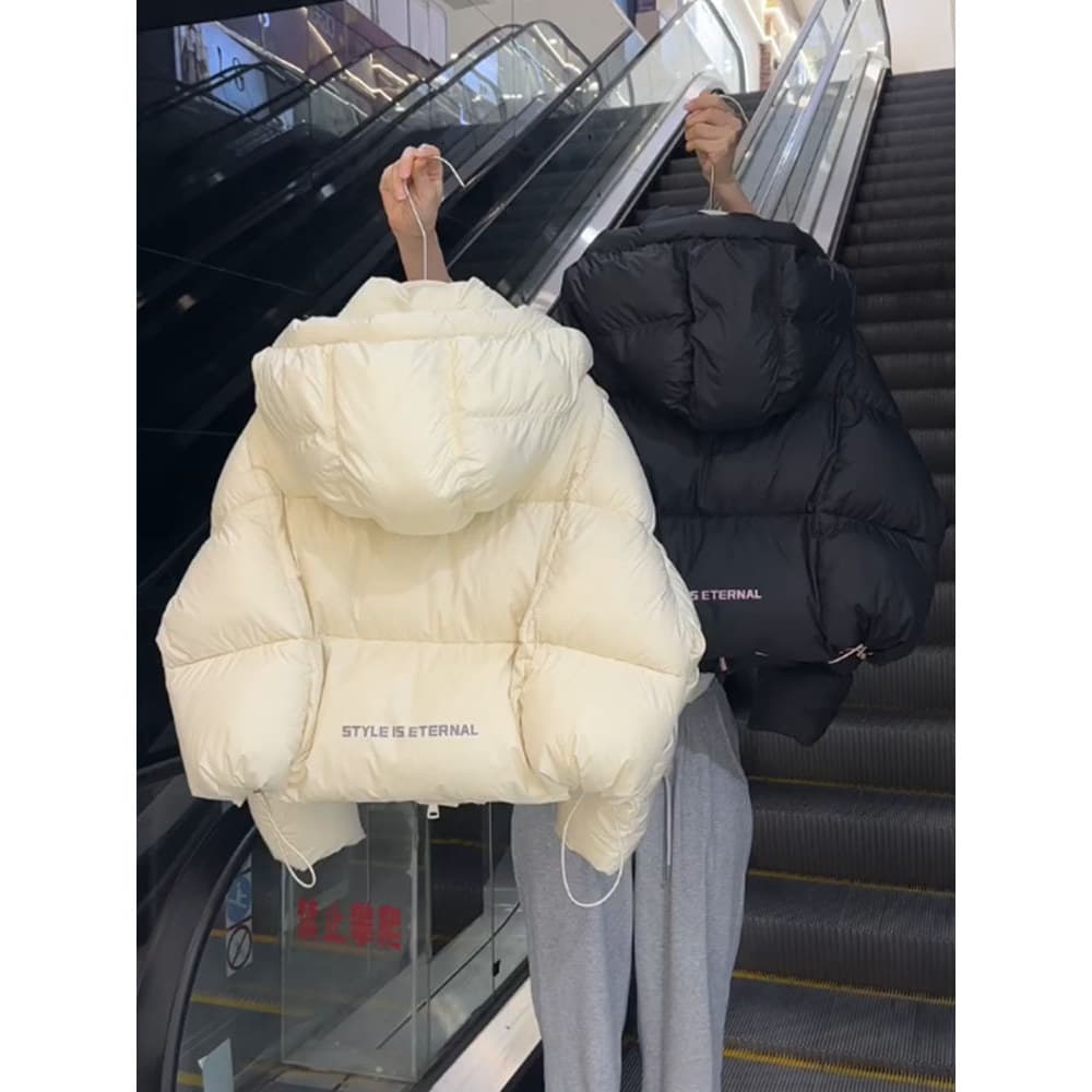 Único Super bonito com capuz curto jaqueta feminina inverno 2025 novo estilo pequeno High-End pão jaqueta grossa