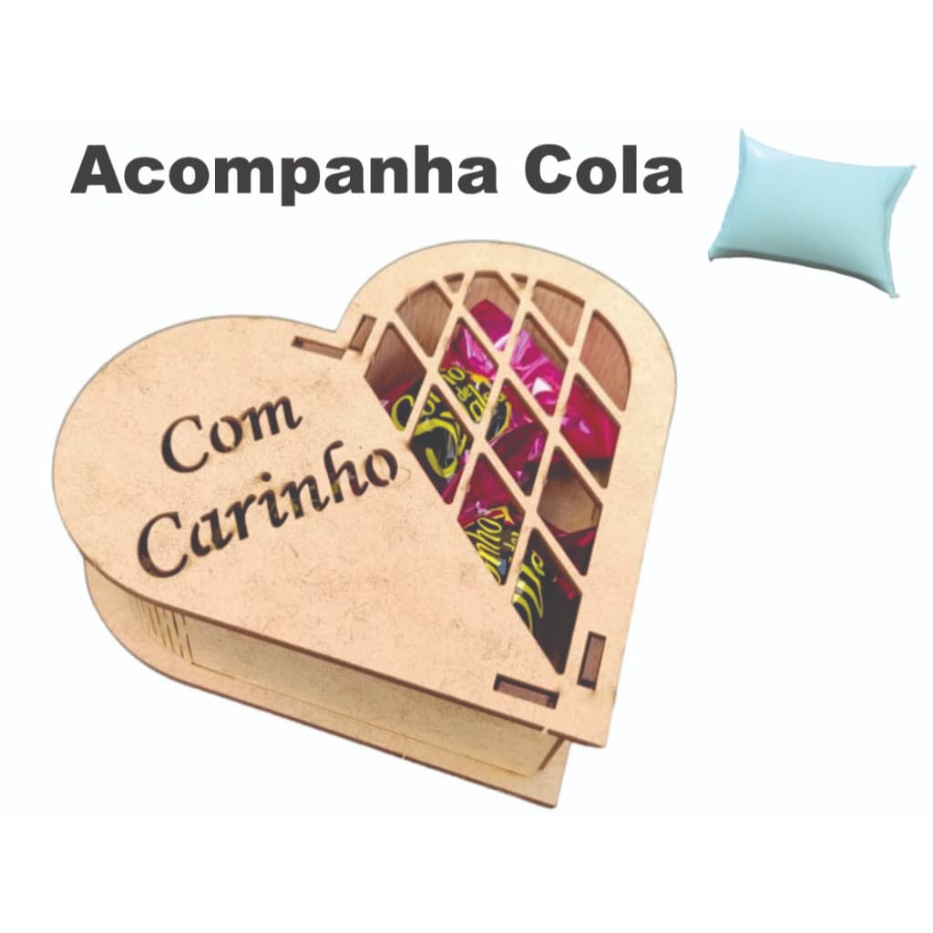 20 Caixas Coração 13 cm Com Carinho, Lembrança, Presentes, dia dos Namorados MDF - Madeira