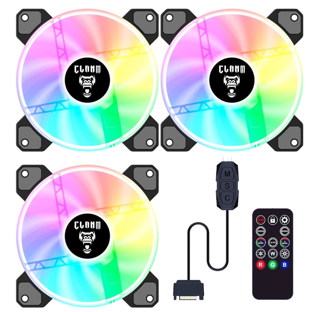 Kit 3 COOLER FAN Gamer Vex Led ARGB + Controladora CLANM