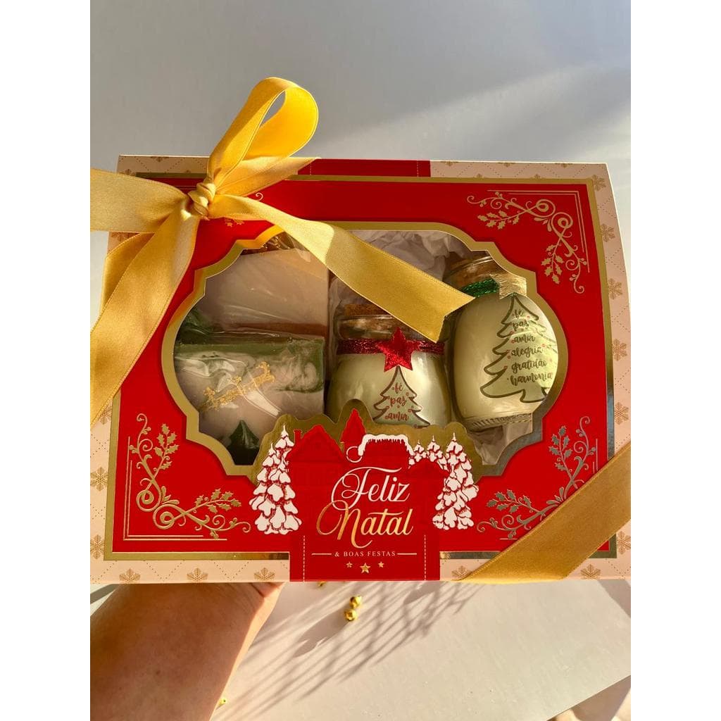 Kit Presente de Natal Premium Sabonetes e Velas Aromáticas