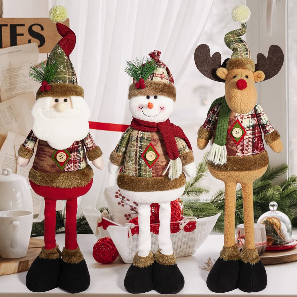 Boneca Telescópica De Natal Velho Boneco De Neve Alce Decoração Suprimentos Decorações De Atmosfera