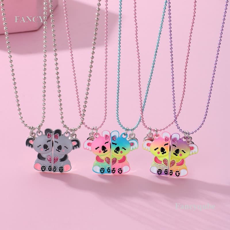 FANCY 1Pair Sequin Stitching Heart Broken Best Friends Necklaces Pendant Chain BFF Friendship Choker Jóias Presentes Par