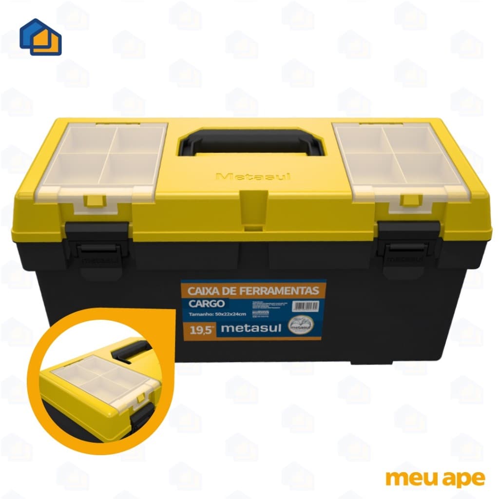 Caixa de Ferramentas com Bandeja Grande Bau Cargo Original Meu Ape Store