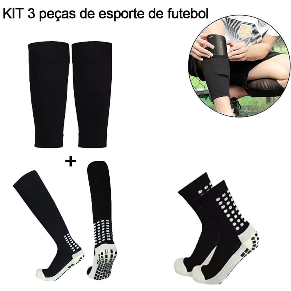 Kit 3/4-Combinação De Meias De Futebol Antiderrapantes : E Suportes Para Panturrilhas
