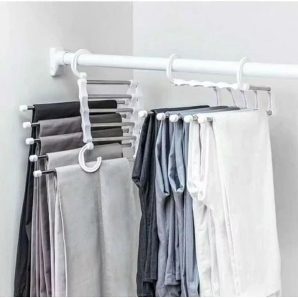 Cabide Organizador Inox Calças Camisas Blusas Roupa Social Guarda Roupa Suporte Divisória Gancho