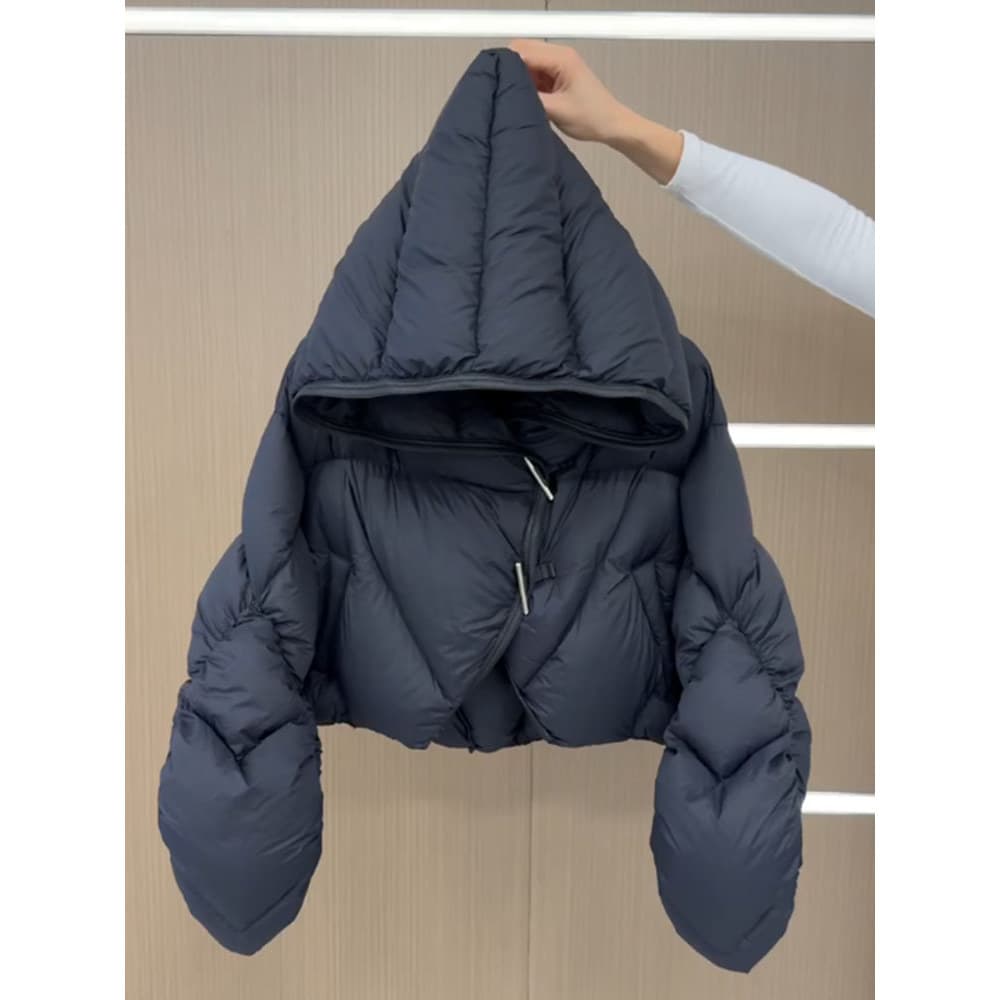 Único Super bonito preto curto para baixo jaqueta feminina inverno 2025 novo estilo High-End pequeno pão jaqueta grossa