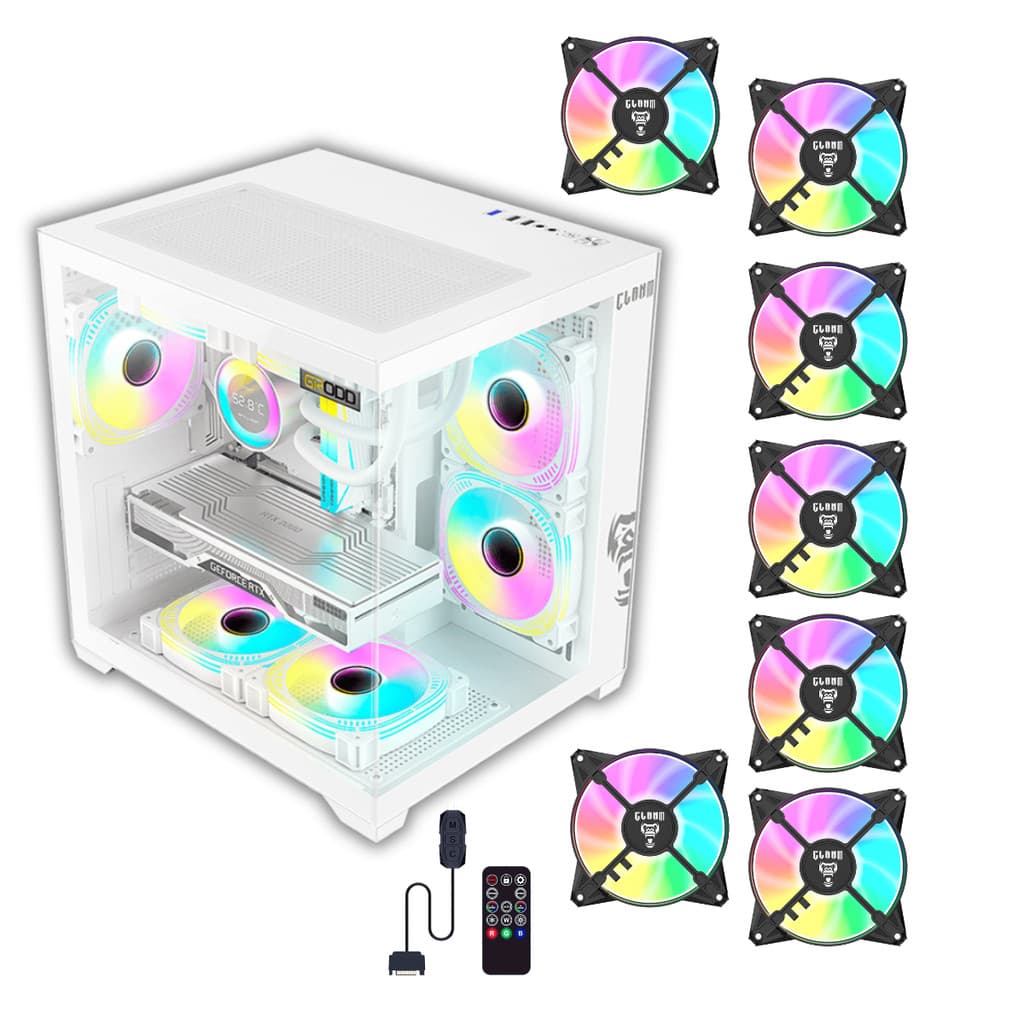 Gabinete Gamer Snow Grodd + 7 Fans ARGB + Controladora Clanm