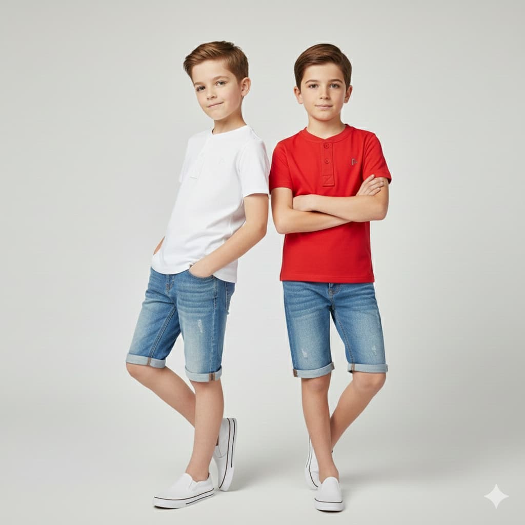 Camisas Gola Padre Infantil Menino 100% Algodão Urbano - Camiseta Portuguesa Slim - Blusa Henley 2 ao 16