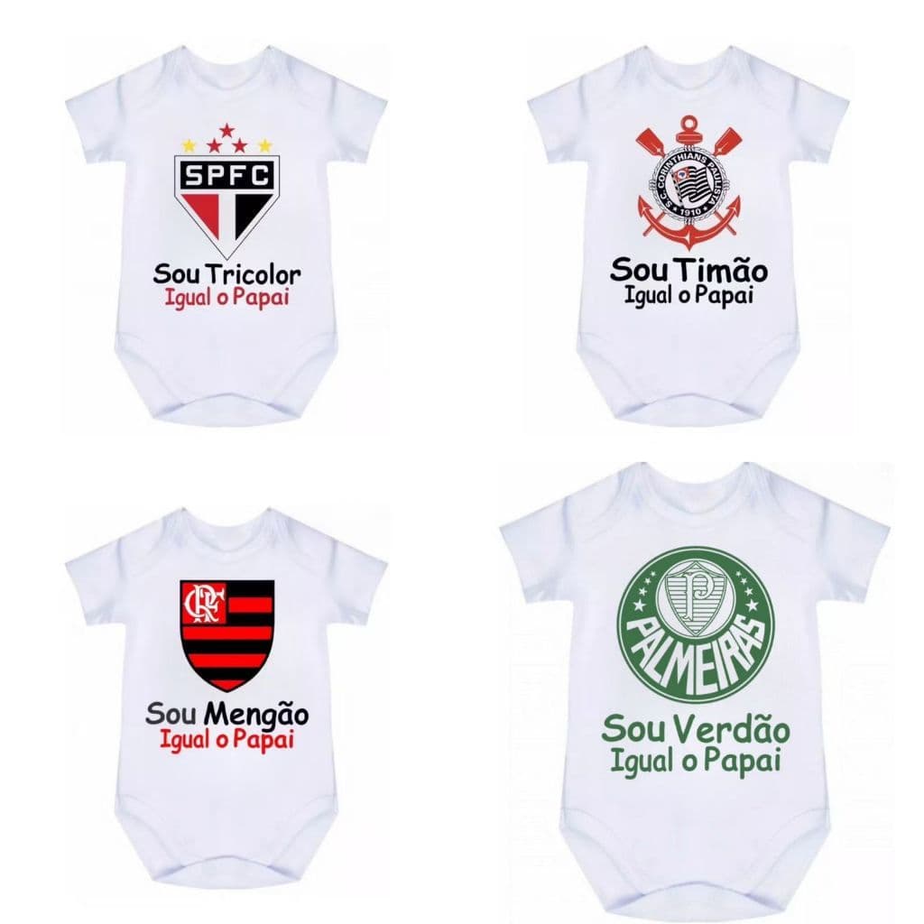 Body Bebê Time Futebol Torcedor Jogador Presente Frase Sou ... Igual o Papai