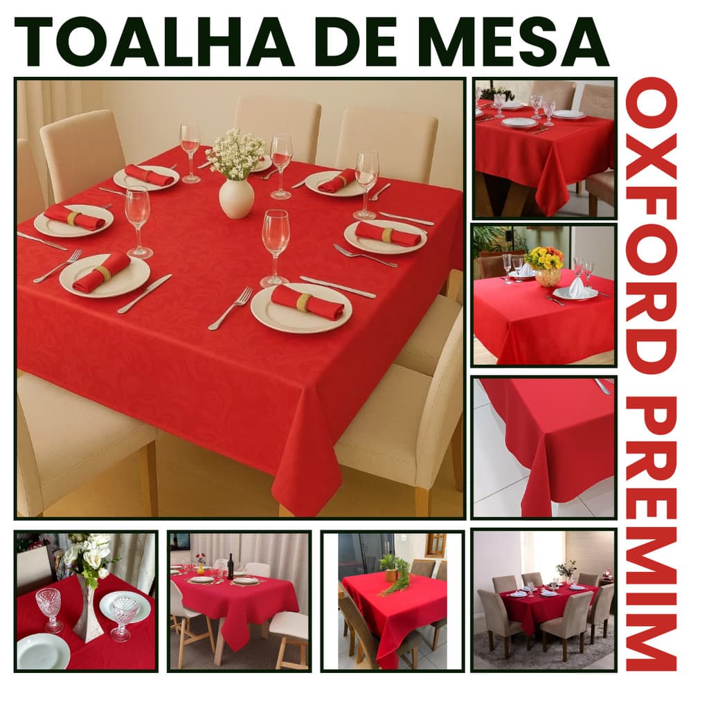 Toalha de mesa Forro de Natal Oxford Vermelho Noel 4 Cadeiras / 6 Cadeiras / 8 Cadeiras