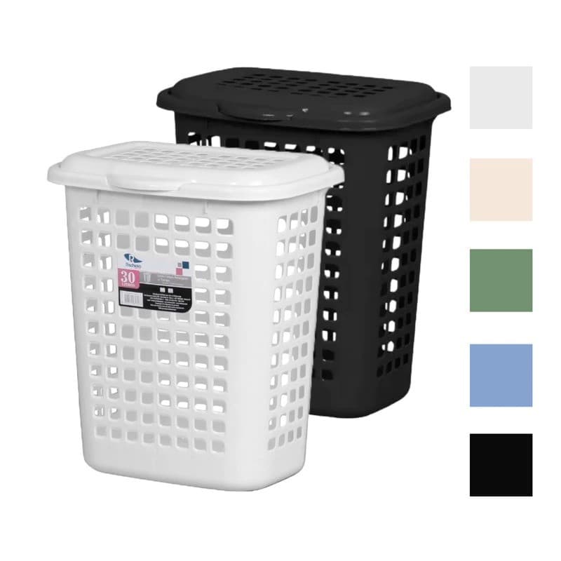 Cesto de Roupa Retangular Telado com Tampa 30L - Rischioto