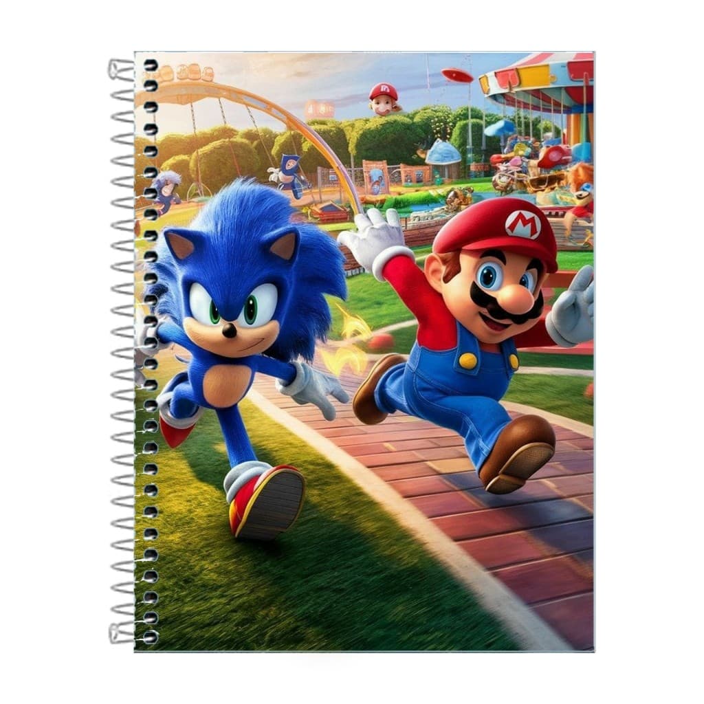 Caderno Sonic Escolar 1 ou 10 materias