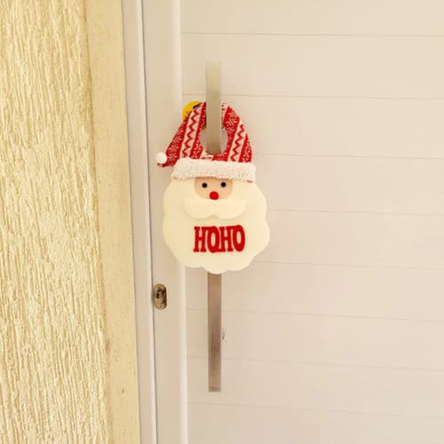 Enfeite Maçaneta Porta Papai Noel 30x17cm Natal Hoho Vermelho/branco