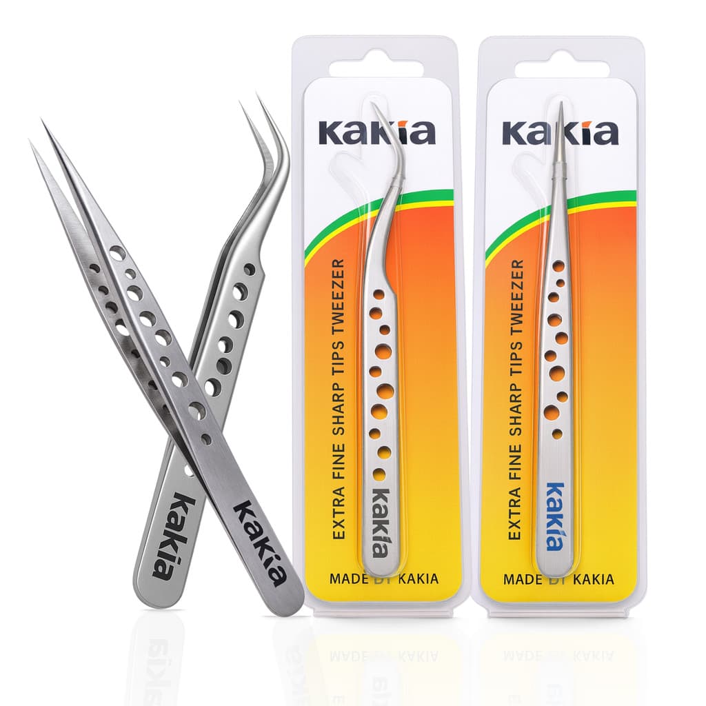 Kit 2 Pinças Profissionais Antiestáticas Reta e Curva Reparo Eletrônico e Estética