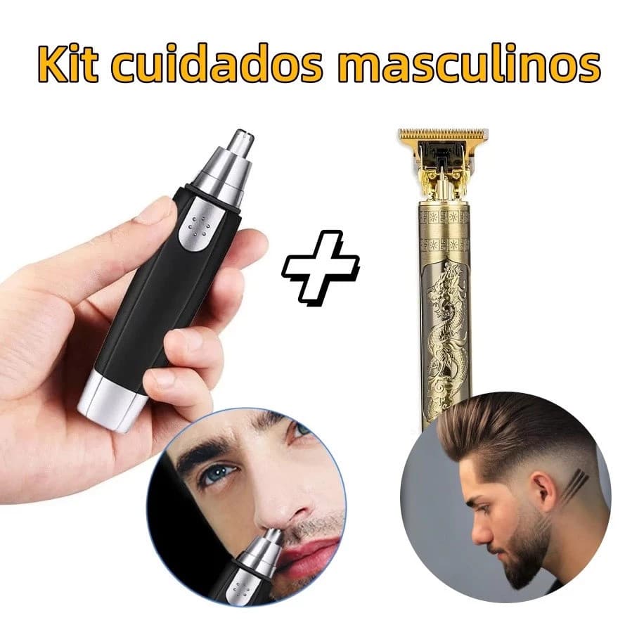 Aparador Elétrico Recarregável USB – Kit Completo de Cuidados Masculinos 3 em 1 Para Barba/ Cabelo e Nariz/Ouvido - WJ