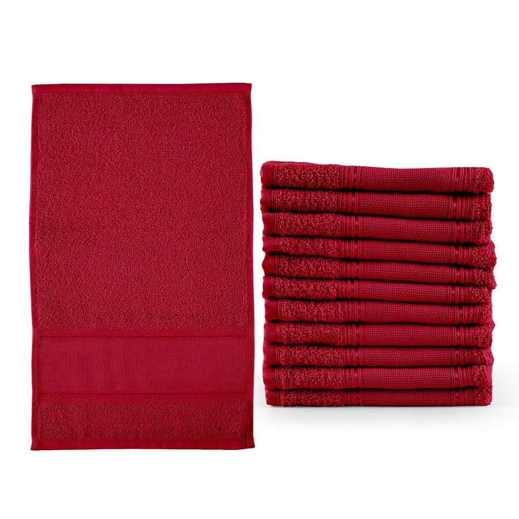 Kit 12 Pçs Toalha de Lavabo Social Vermelho Veludo
