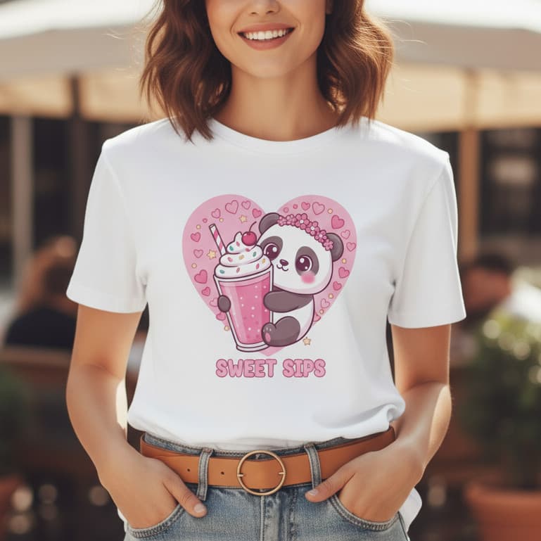 Camiseta T-shirt Panda Fofo Kwai Feminino Juvenil 100% Algodão Blusa Tumblr