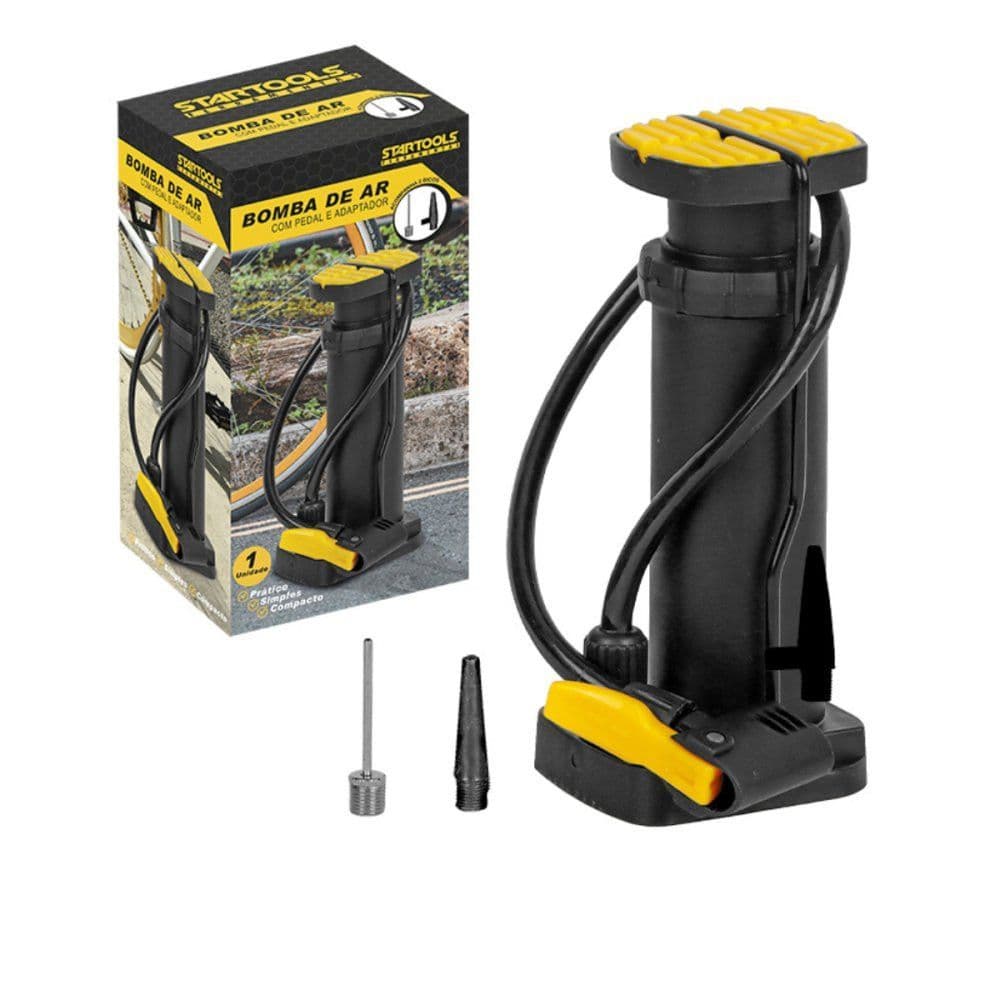 Bomba Ar Pedal Adaptador Bola Bike Carro Moto Inflável