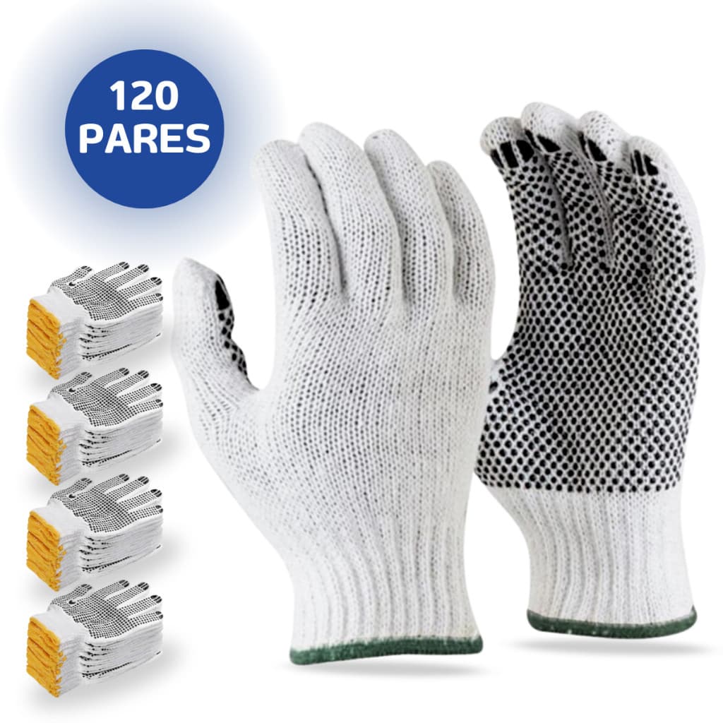 Kit 120 Pares Pares Luva Tricotada Pigmentada Multiuso Construção