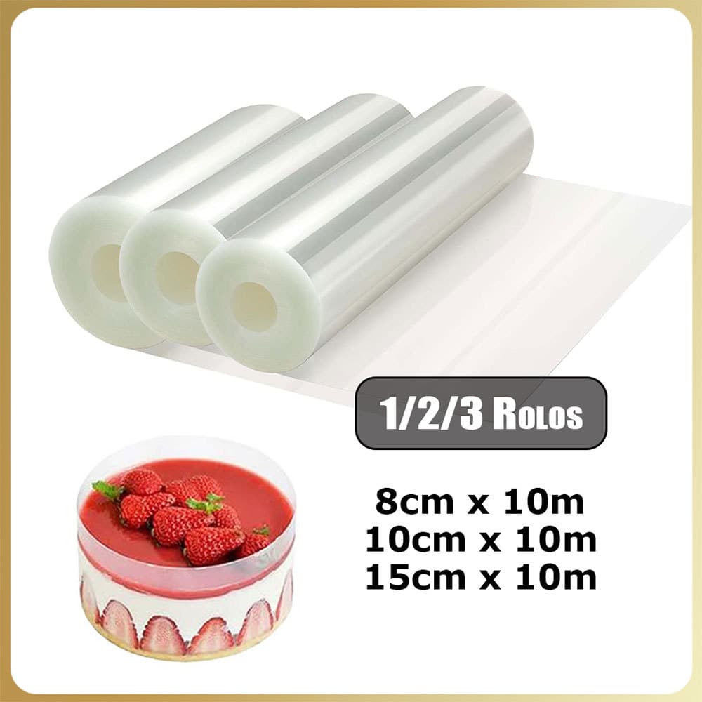 Rolo de acetato transparente 8/10/15cm 10/20/30m plástico para fabricação de pastelaria/bolo