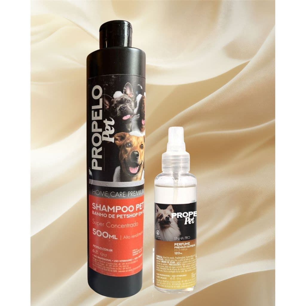 KIT Shampoo Pet 3em1 500ml e Perfume 120 ML p/ Banho em Casa