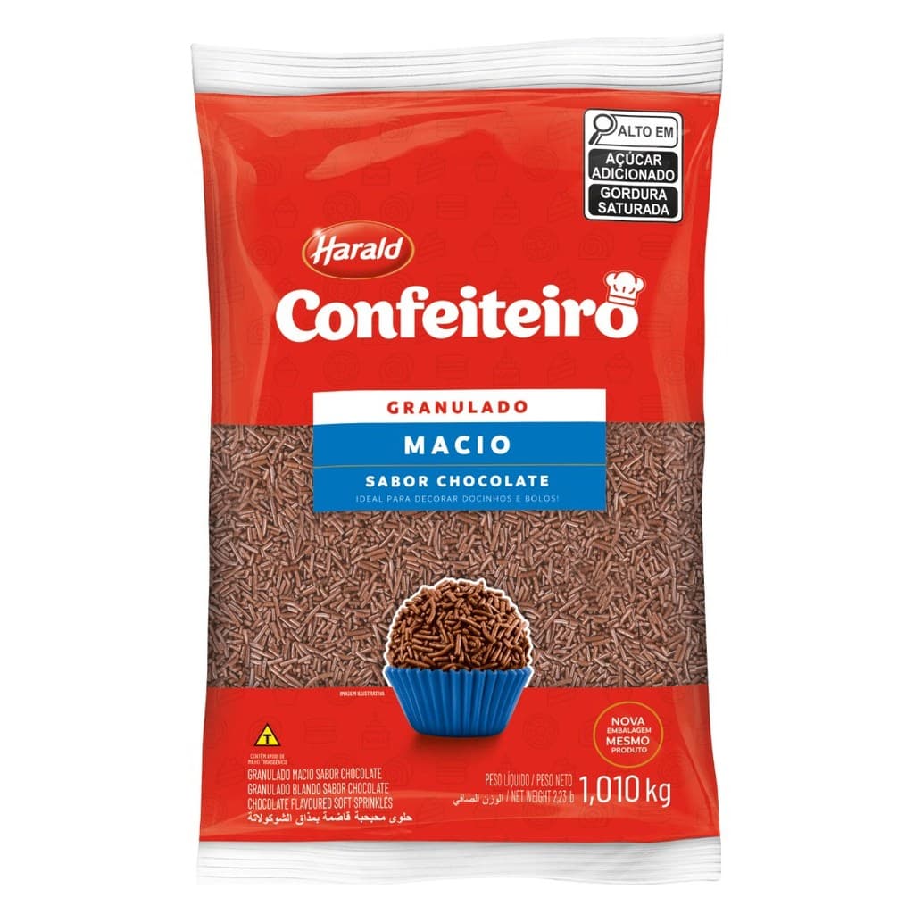 CHOCOLATE GRANULADO MACIO CONFEITEIRO 1,010 KG HARALD