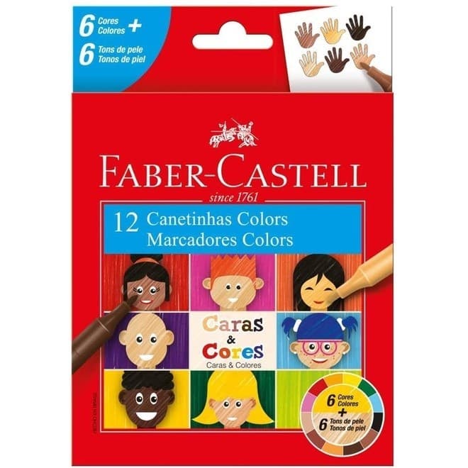 Canetinha Hidrocor Caras e Cores 12 Cores Faber Castell