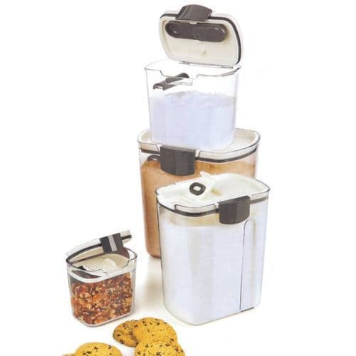 Kit 4 Potes Hermeticos Plastico Tampa Vedante Conservacao Armazenamento Organizacao Sortida