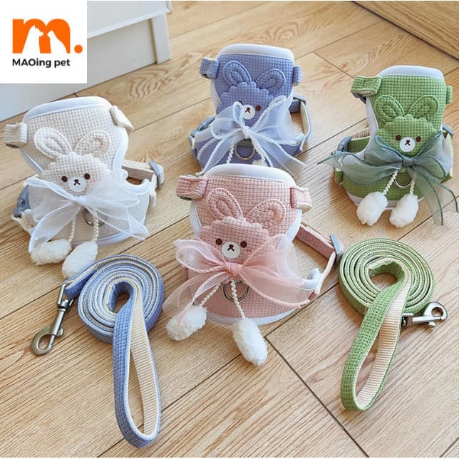 Peitoral com Trela para pets – Modelo Fofo,cachorro gato-formato de coelho