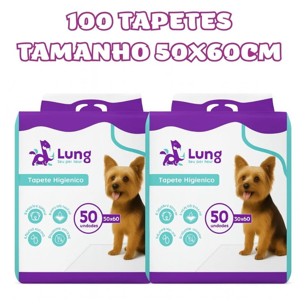 Kit 2 Tapete Higienico 50x60cm 50 Unidades Econômico p/ Cachorro Pet com Adesivo Borda Verde Gel Absorvente