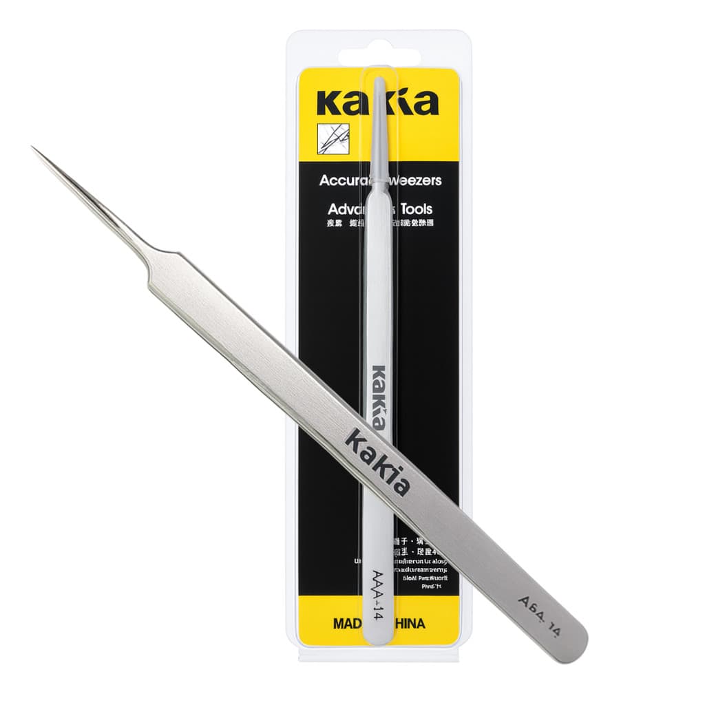 Pinça Reta Antiestática Kakia Reparo Celular Notebook Relojoaria Joalheria Laboratório Estética Eletrônicos