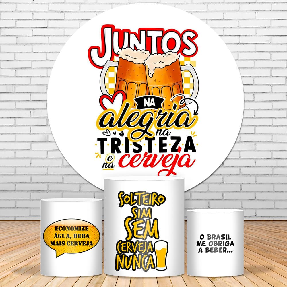Kit Painel Decorativo Sublimado 1,50 + Trio Capa Cilindros Veste Fácil Boteco Bar Amigos Diversos !