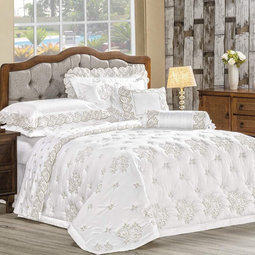 JOGO DE CAMA KING 4PCS ANDORRA 400 FIOS BEGE JUMA  193X203CM