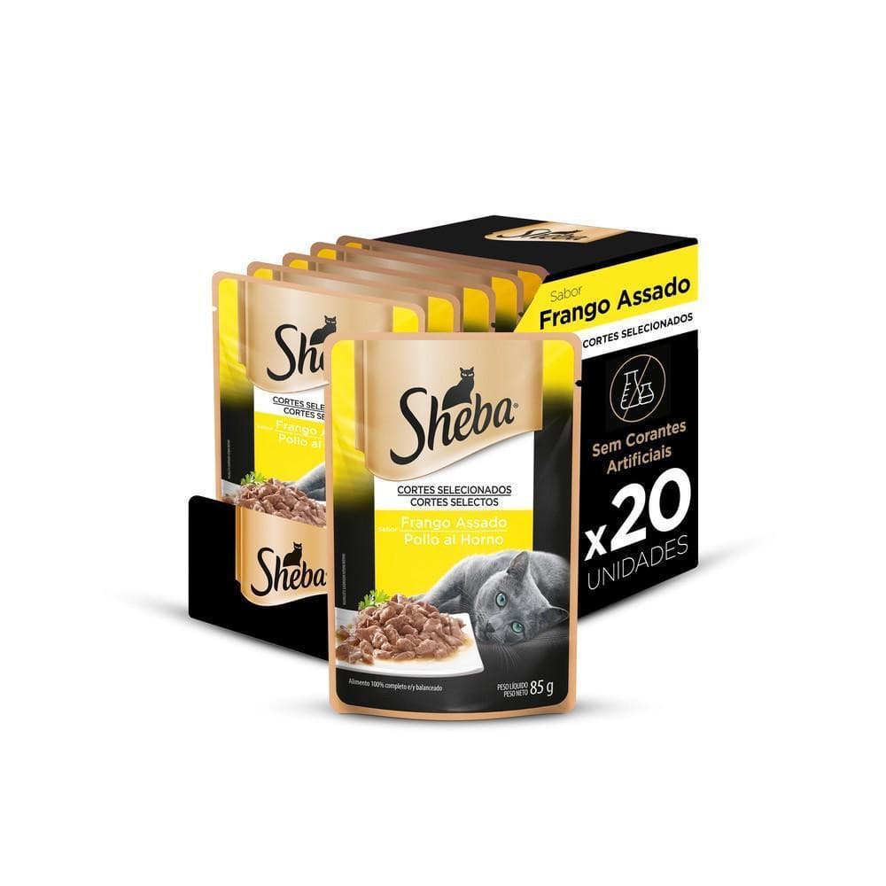 Kit Ração Úmida Sheba Sachê para Gatos Adultos Sabor Frango Assado 20 Unidades