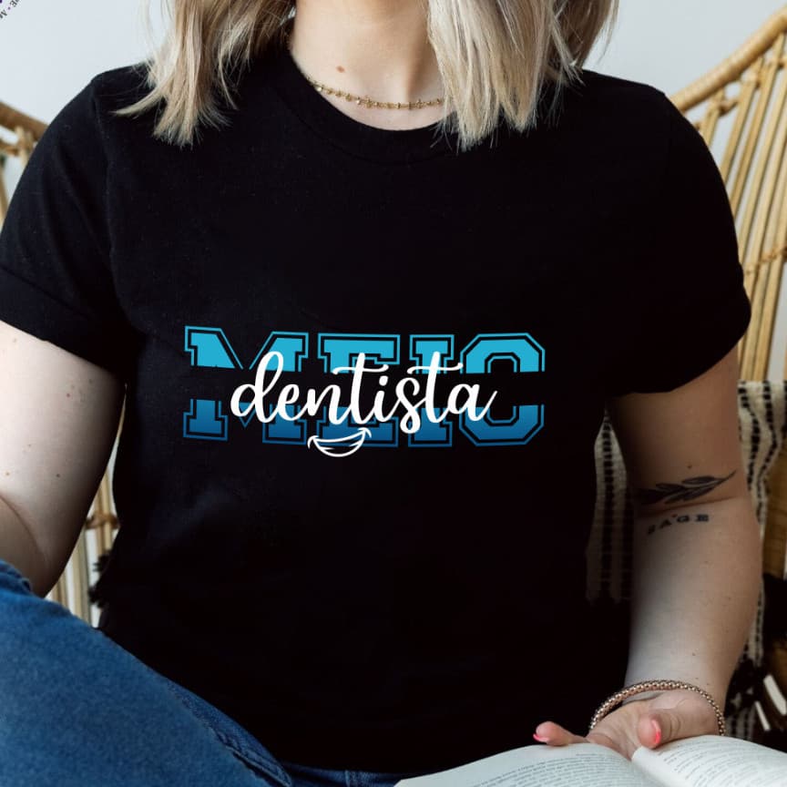 Camiseta a Profissões Meio Dentista Estudante Odonto Rita Modas