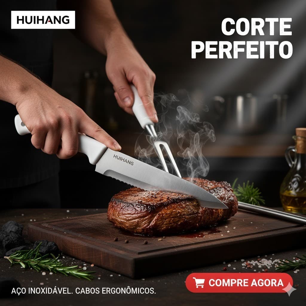Kit Para Churasco Faca + Garfo + Amolador