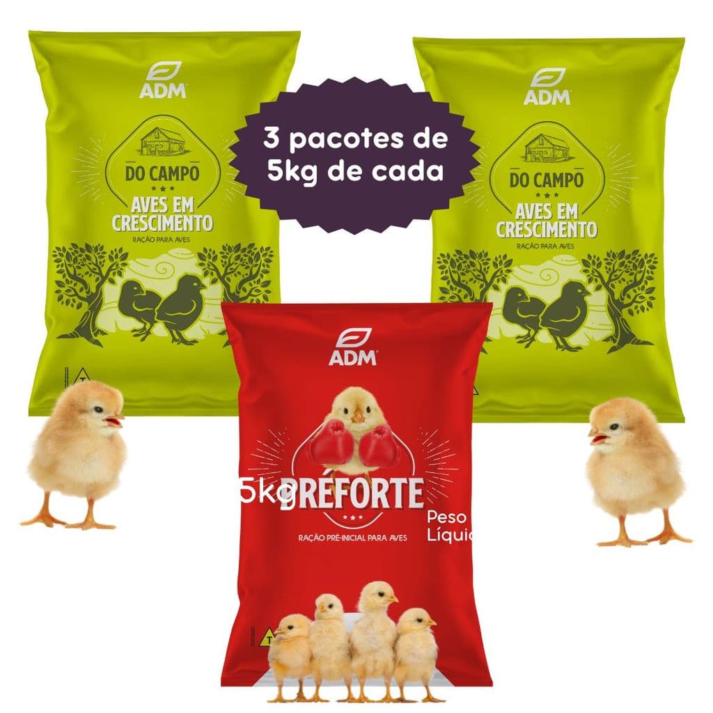 Kit PREFORTE + 2 DO CAMPO AVES EM CRESCIMENTO - Total 15kg