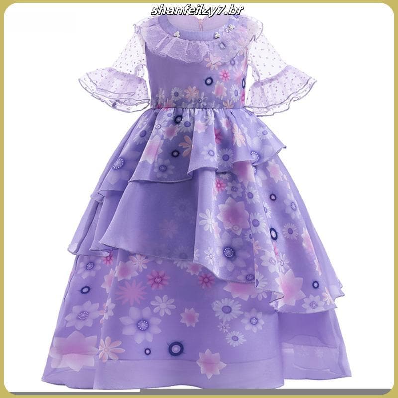 Disney Encanto Madrigal Dolores Meninas Vestido Cosplay Chique Carnaval Halloween Fantasia Para Crianças